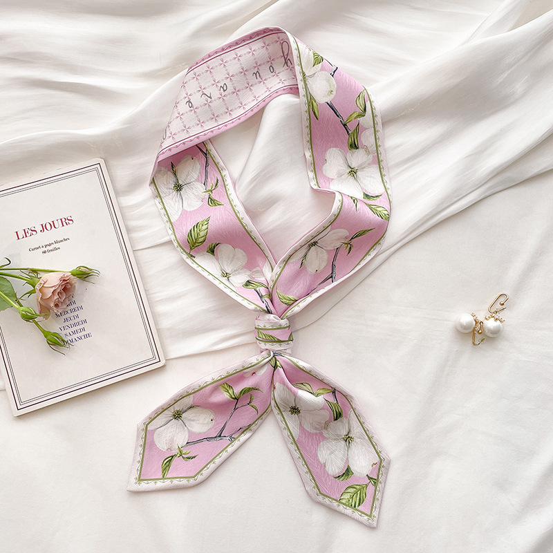 Silk Neck Scarf - 한국산 실크 새틴 롱 스카프 여성용
