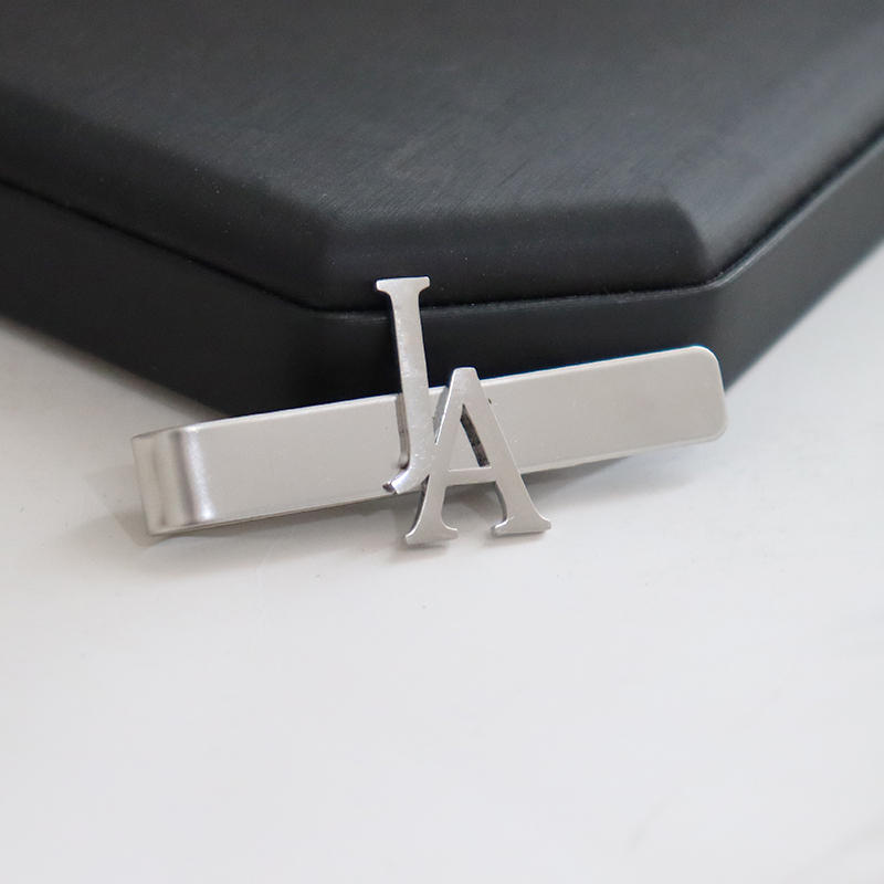 Tie Clip Silver - DIY 편지 이름 패턴 4.8*0.8 cm