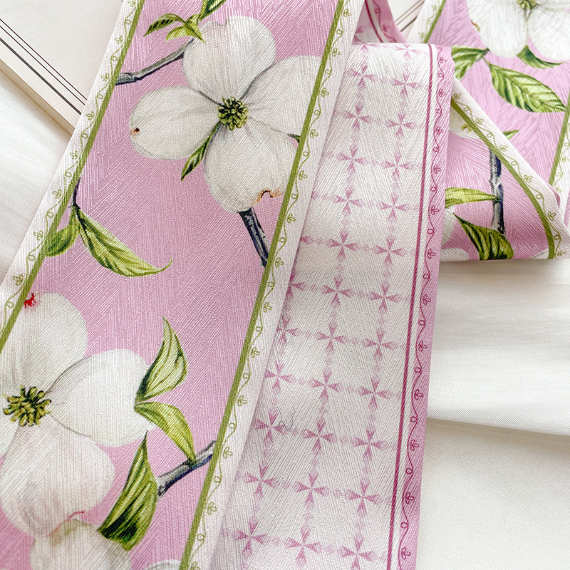 한국산 실크 새틴 롱 스카프 여성용 깔끔한 더블 플라워 - Silk Neck Scarf 리뷰 및 가격